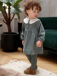 Baby-Velour Dress with Embroidered Collar, for Babies