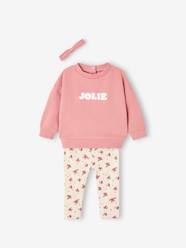 Sweatshirt + Leggings + Headband Ensemble for Baby Girls