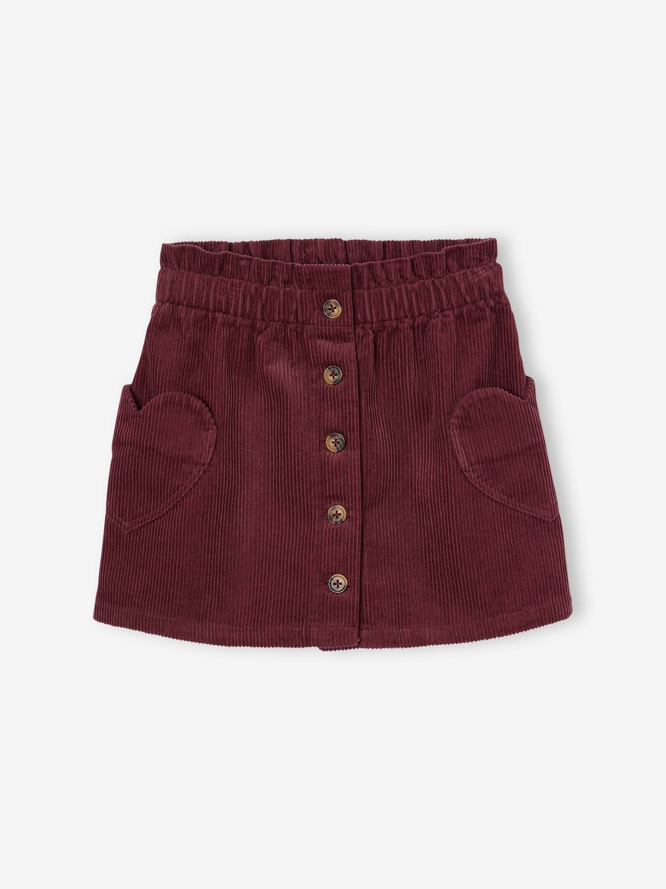 Corduroy Skirt with Heart Pockets