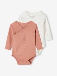 Baby-Bodysuits & Sleepsuits-Pack of 2 Long Sleeve Bodysuits in Organic Cotton for Newborn Babies