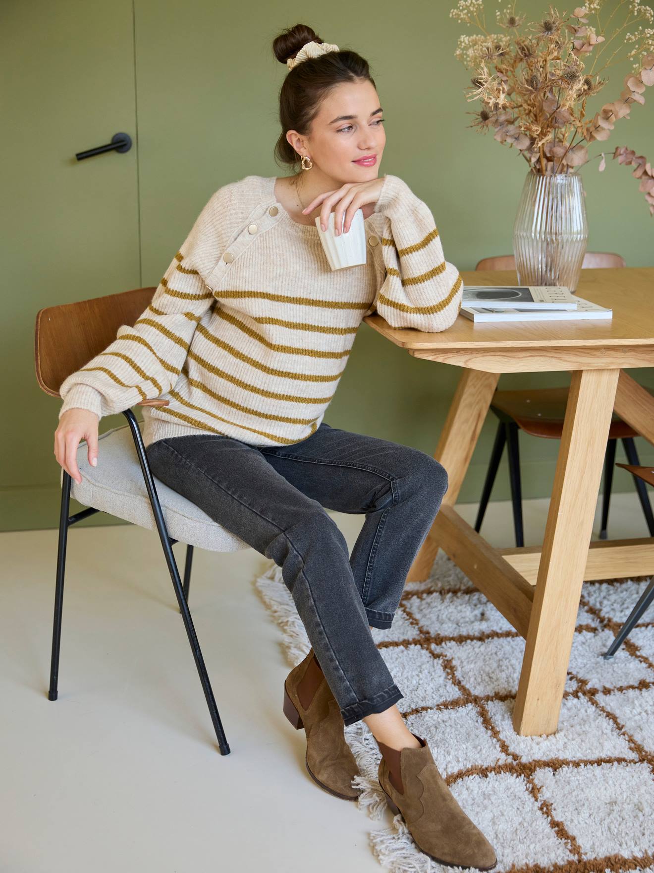Nautical Style Jumper with Shoulder Openings