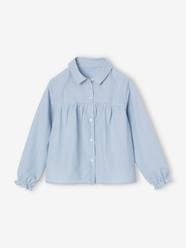 Girls-Poplin Shirt with A-Line Cut for Girls