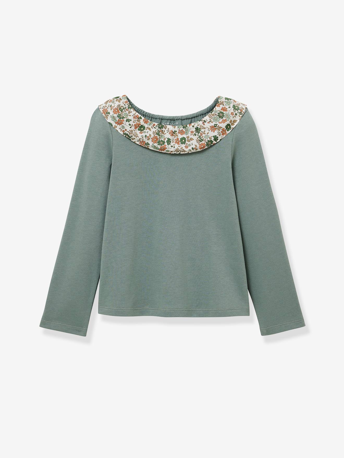 CYRILLUS organic cotton Liberty® fabric collar girls' t-shirt