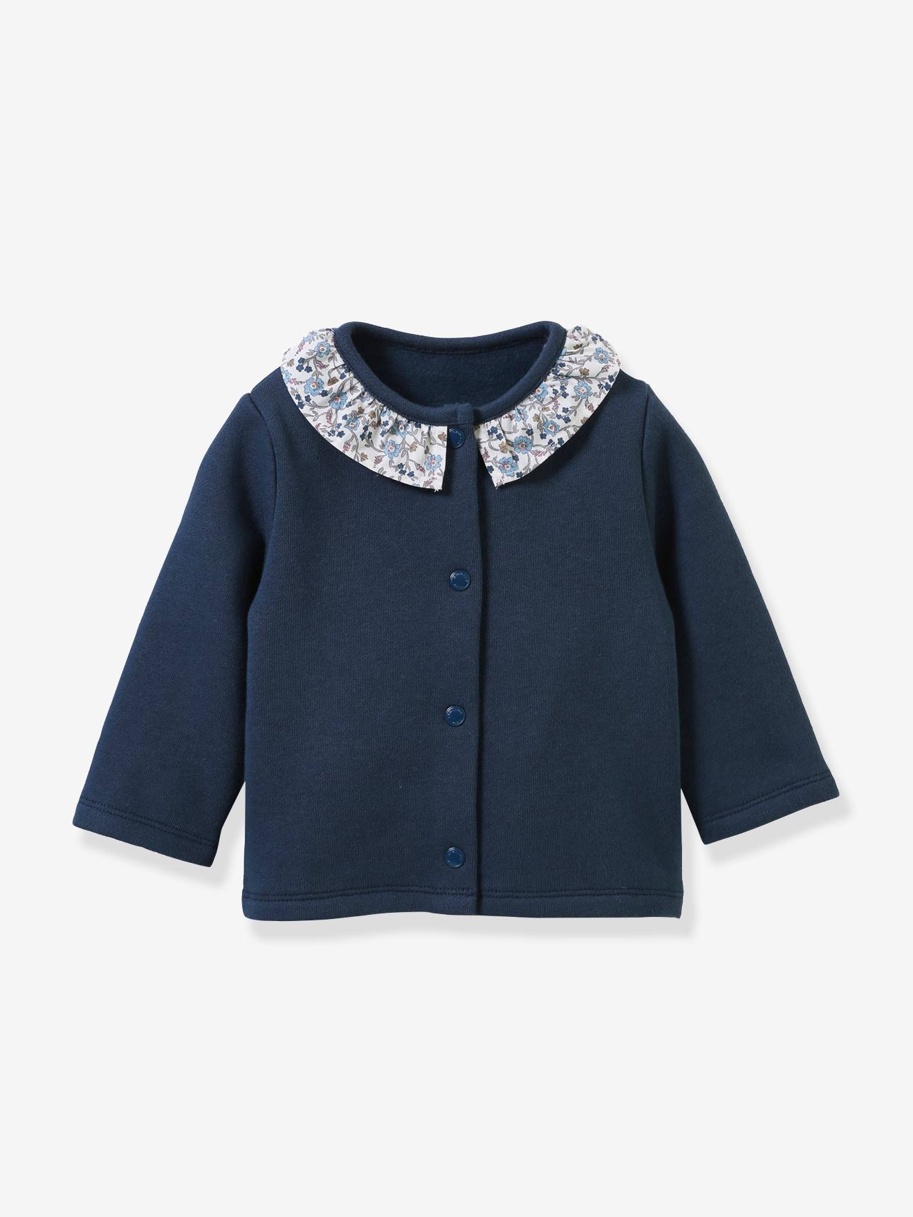 Liberty® fabric baby cardigan CYRILLUS night