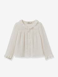 Girls-CYRILLUS gauze shirt for girls with lace trim