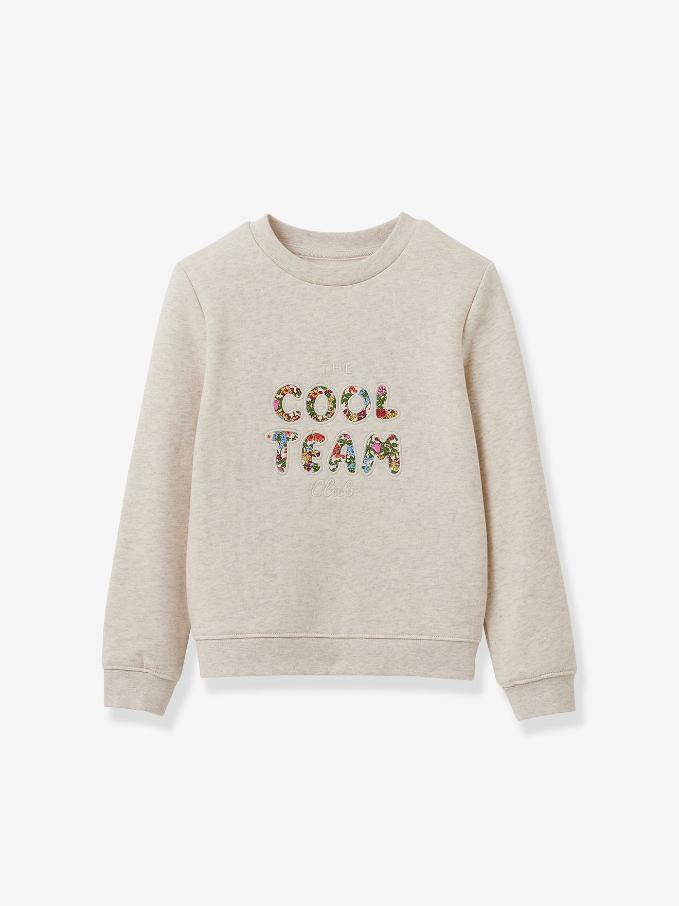 Cool Team girls' sweatshirt in Liberty fabric - organic cotton CYRILLUS marl