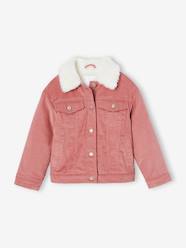 Girls-Coats & Jackets-Corduroy Jacket Lined in Faux Fur, for Girls