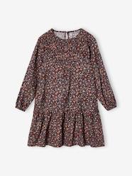 Girls-Dresses-Frilly Dress with Flower Motifs for Girls