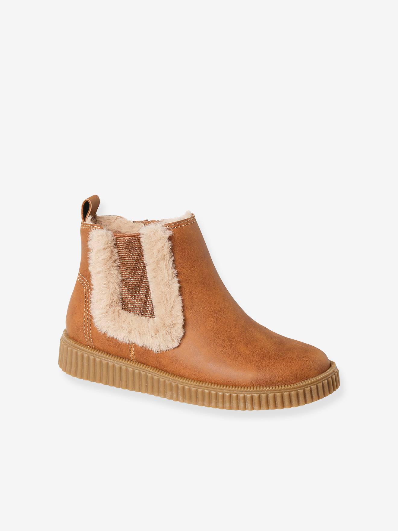 Zipped Chelsea Boots with Fur Lining