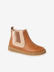 Shoes-Zipped Chelsea Boots with Fur Lining, for Girls