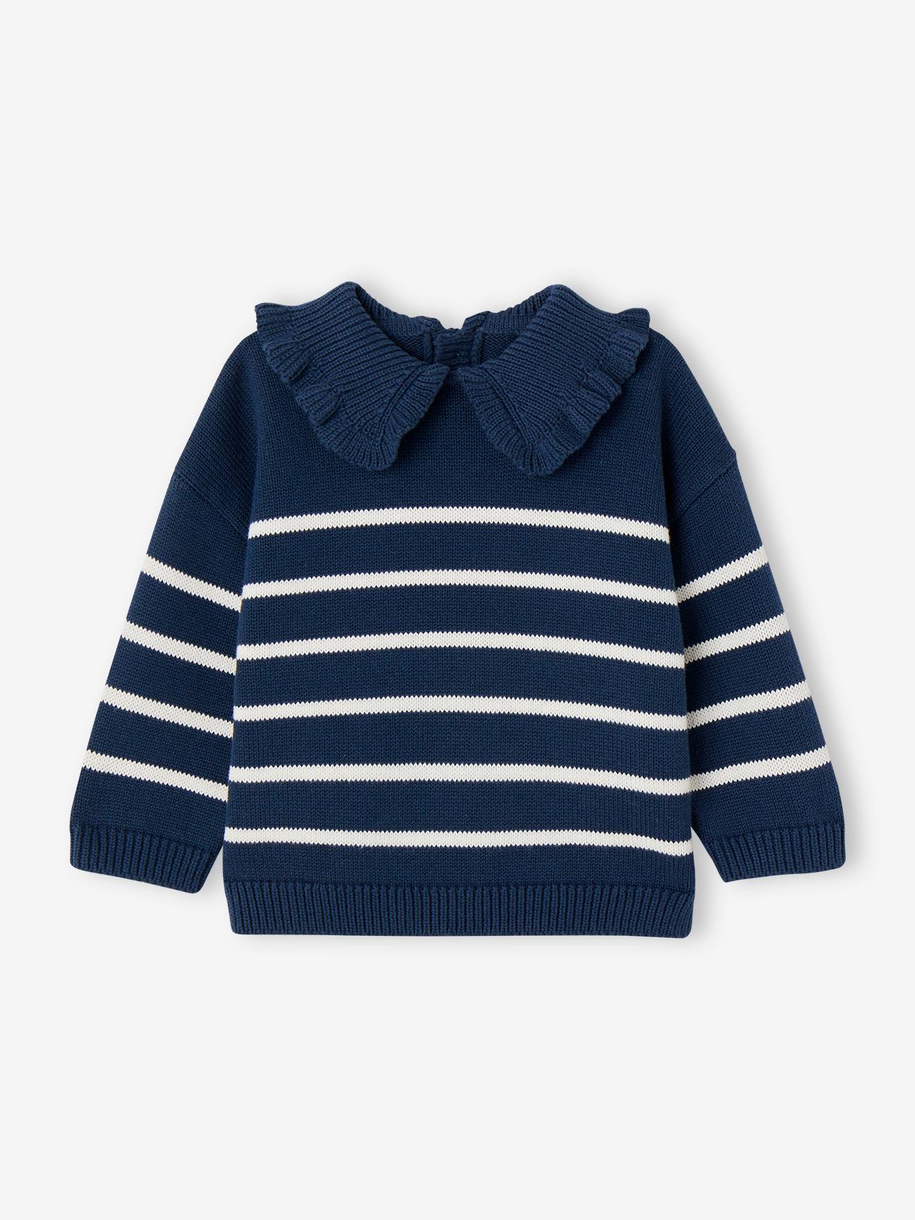 Striped Jumper with Ruffled Collar