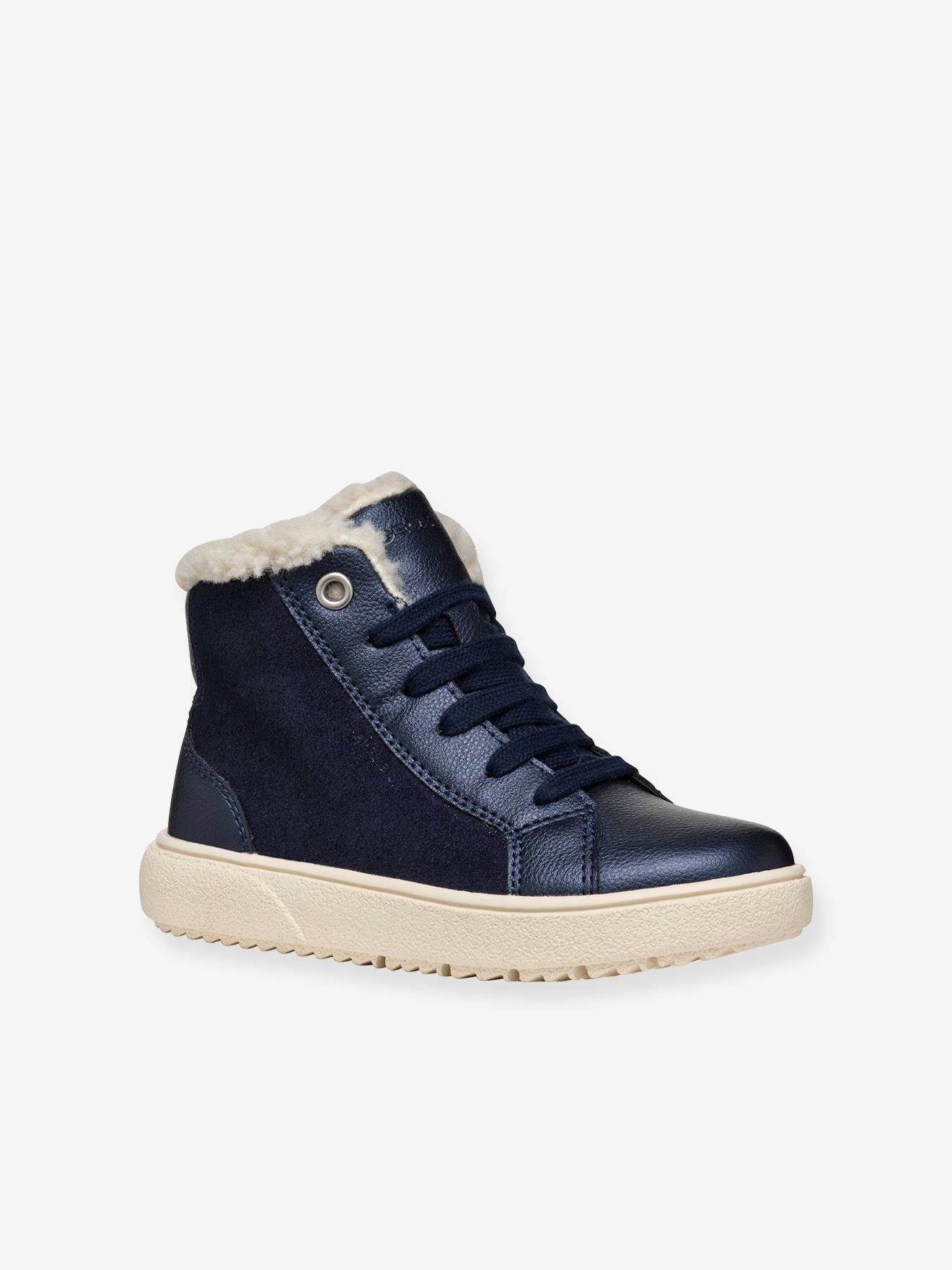 J Theleven Girl GEOX® fur-lined high-top sneakers