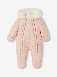 Baby-Outerwear-Pramsuit with Heart Prints, Lining in Faux Plush Fur, for Babies