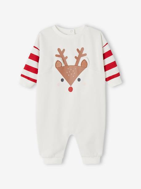 Christmas Sleepsuit with Reindeer + Socks Set for Babies ecru 