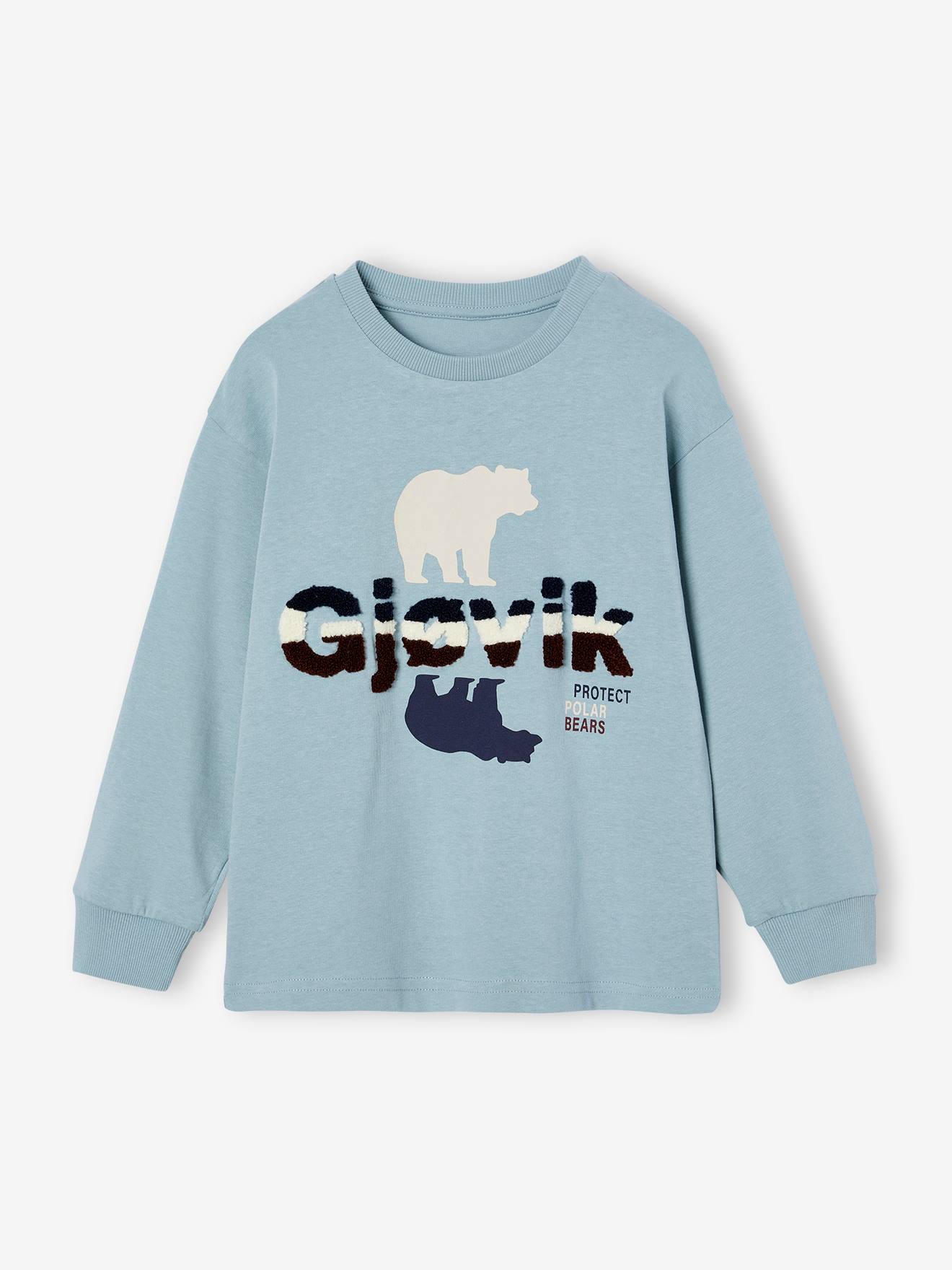 Sweatshirt with Bear and Details in Boucle Knit