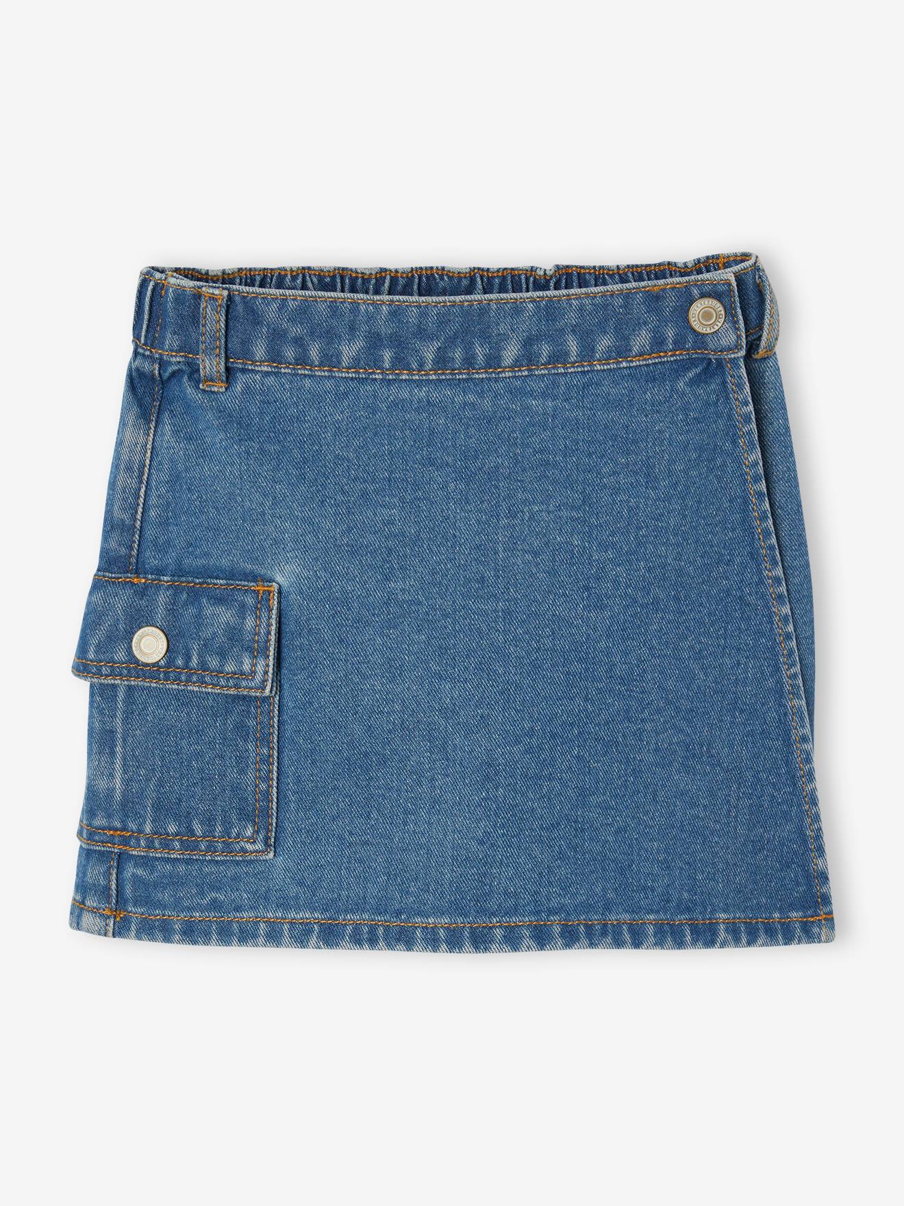 Denim Skort with Cargo Pocket