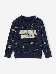 Boys-Cardigans, Jumpers & Sweatshirts-Christmas Sweatshirt with Message in Bouclé Knit for Boys