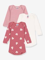 Baby-Pack of 3 long-sleeved baby cotton bodies with hearts PETIT BATEAU