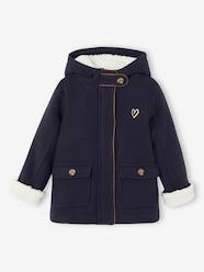 Girls-Coats & Jackets-Woollen Coat with Hood & Sherpa Lining for Girls