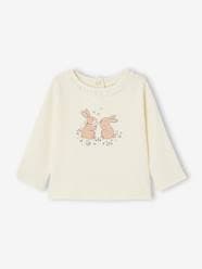 Baby-T-shirts & Roll Neck T-Shirts-T-Shirts-Rib Knit "Rabbits" Top with Fancy Collar, for Newborns