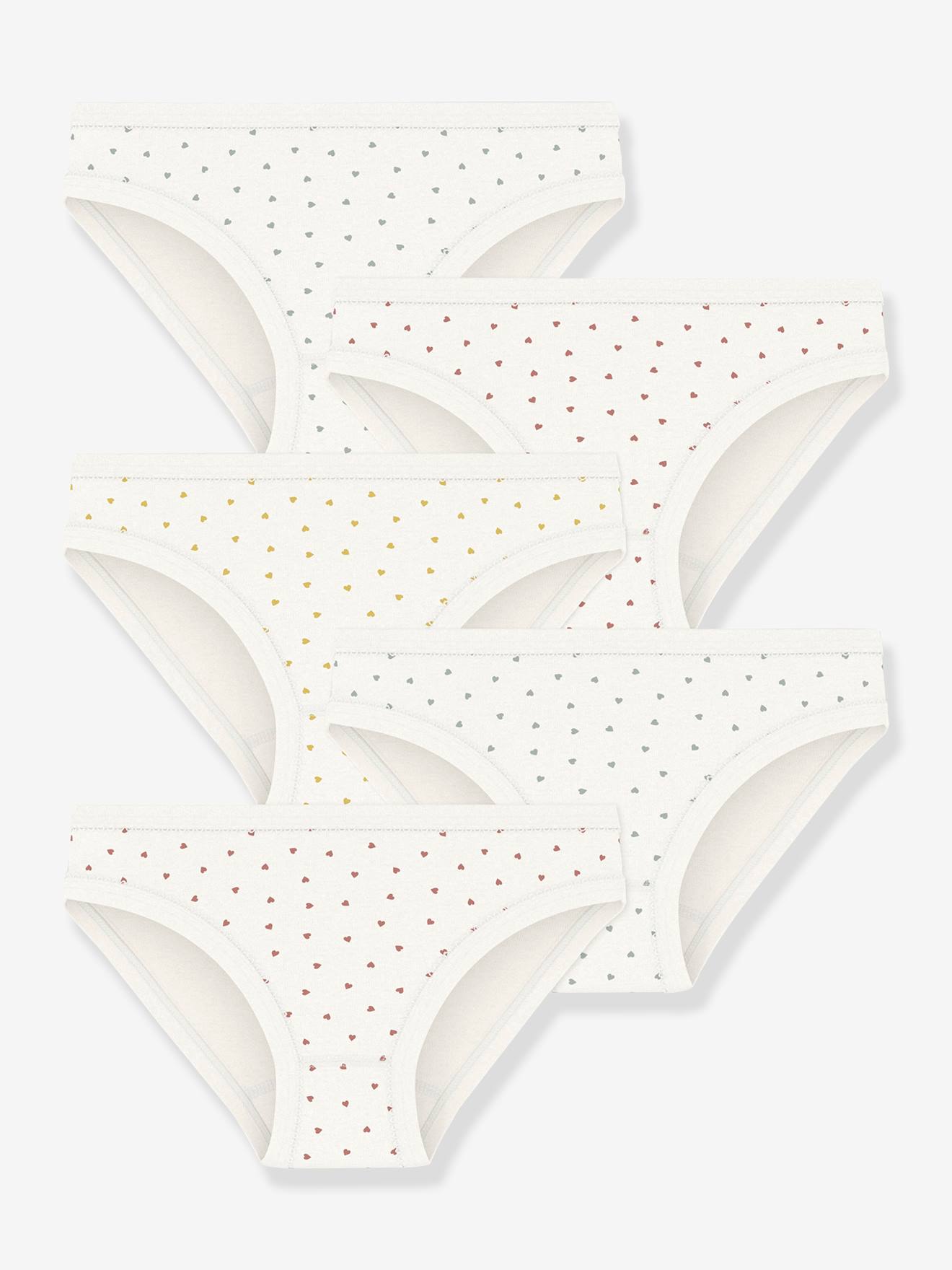 Set of 5 PETIT BATEAU little hearts briefs printed