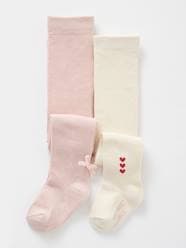 Baby-Pack of 2 Pairs of Tights with Fancy Details for Baby Girls