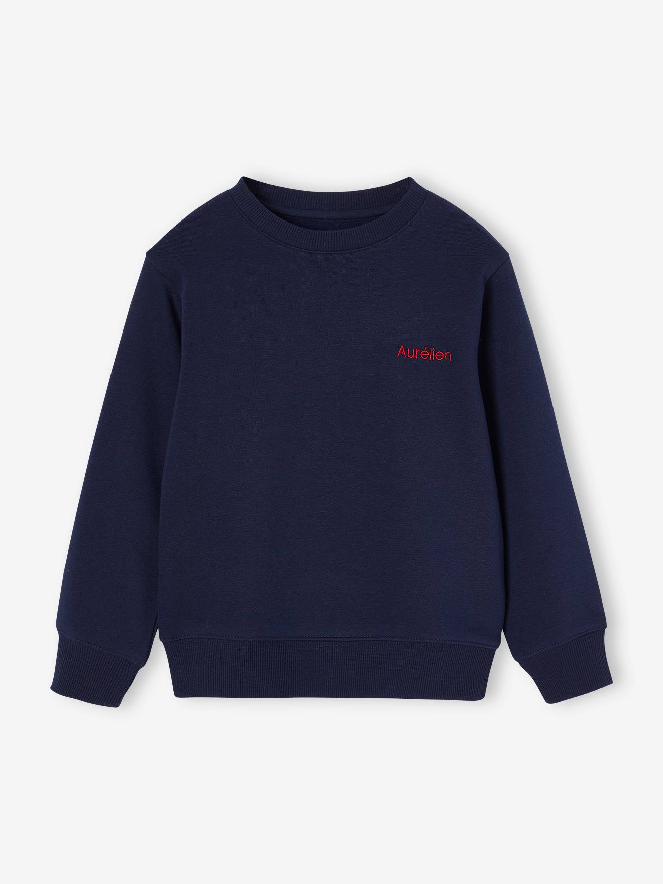 Round Neck Sweatshirt for Boys navy blue Boys Vertbaudet