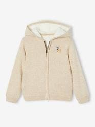 Boys-Cardigans, Jumpers & Sweatshirts-Hooded Jacket, Sherpa Lining, for Boys