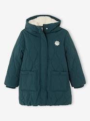 Girls-Coats & Jackets-Padded Coat with Hood & Faux Fur Lining for Girls