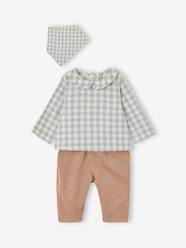 Baby-Shirt Bodysuit + Corduroy Trousers + Bandana Ensemble for Babies