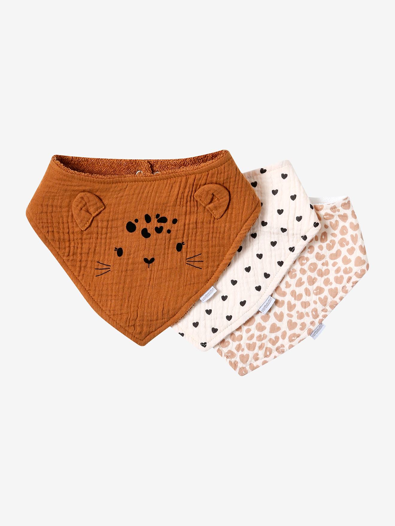 Bandana-Style Bibs in Terry Cloth & Cotton Gauze hazel