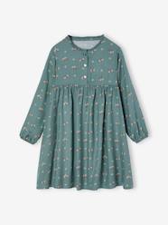 Girls-Printed Dress, Button Fastening on the Front