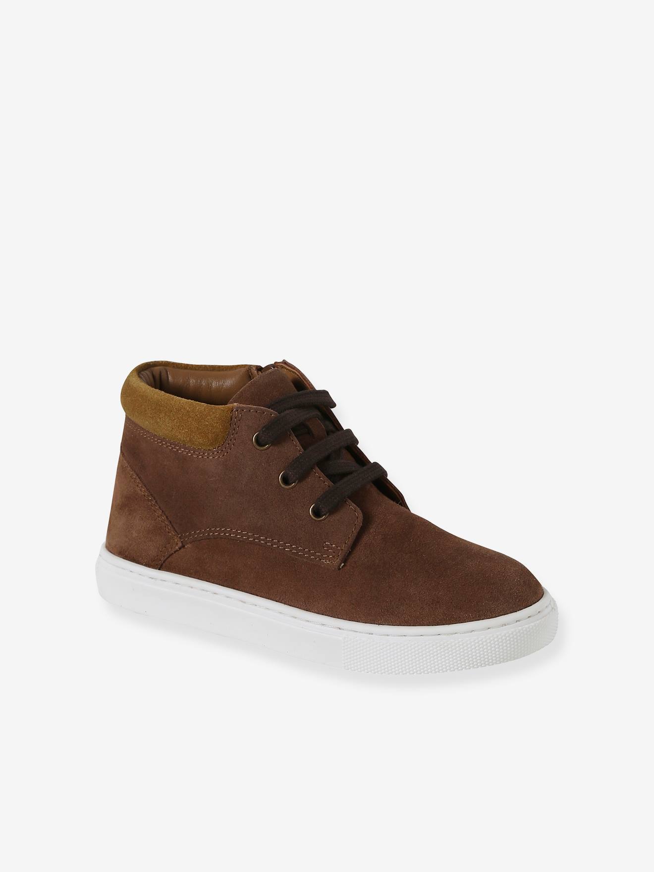 High-Top Leather Trainers with Laces