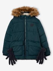 Boys-Hooded Jacket Lined in Polar Fleece, with Gloves, for Boys