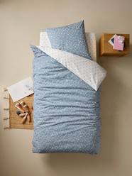 Bedding & Decor-Reversible Duvet Cover + Pillowcase Set for Children, with Recycled Cotton Content, India Blue