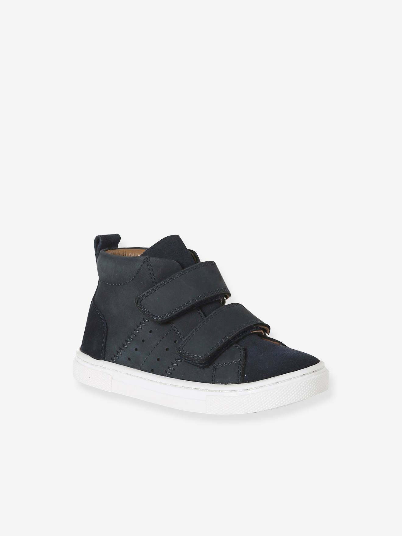 High Top Leather Trainers with Hook-&-Loop Straps
