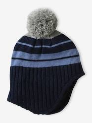 Boys-Striped Chullo Hat with Pompom for Boys