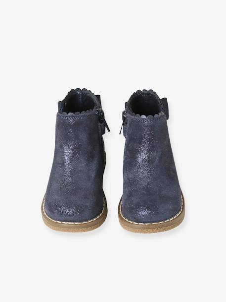 Leather Boots with Elastic, for Baby Girls black+bordeaux red+Camel+navy blue+printed beige 