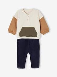 Baby-Outfits-Fleece Sweatshirt + Corduroy Trousers Combo for Babies