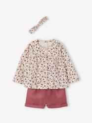 3-Piece Outfit: Top, Corduroy Shorts & Hairband