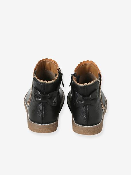 Leather Boots with Elastic, for Baby Girls black+bordeaux red+Camel+navy blue+printed beige 