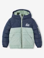 Boys-Two-tone Hooded Jacket with Recycled Polyester Padding, for Boys