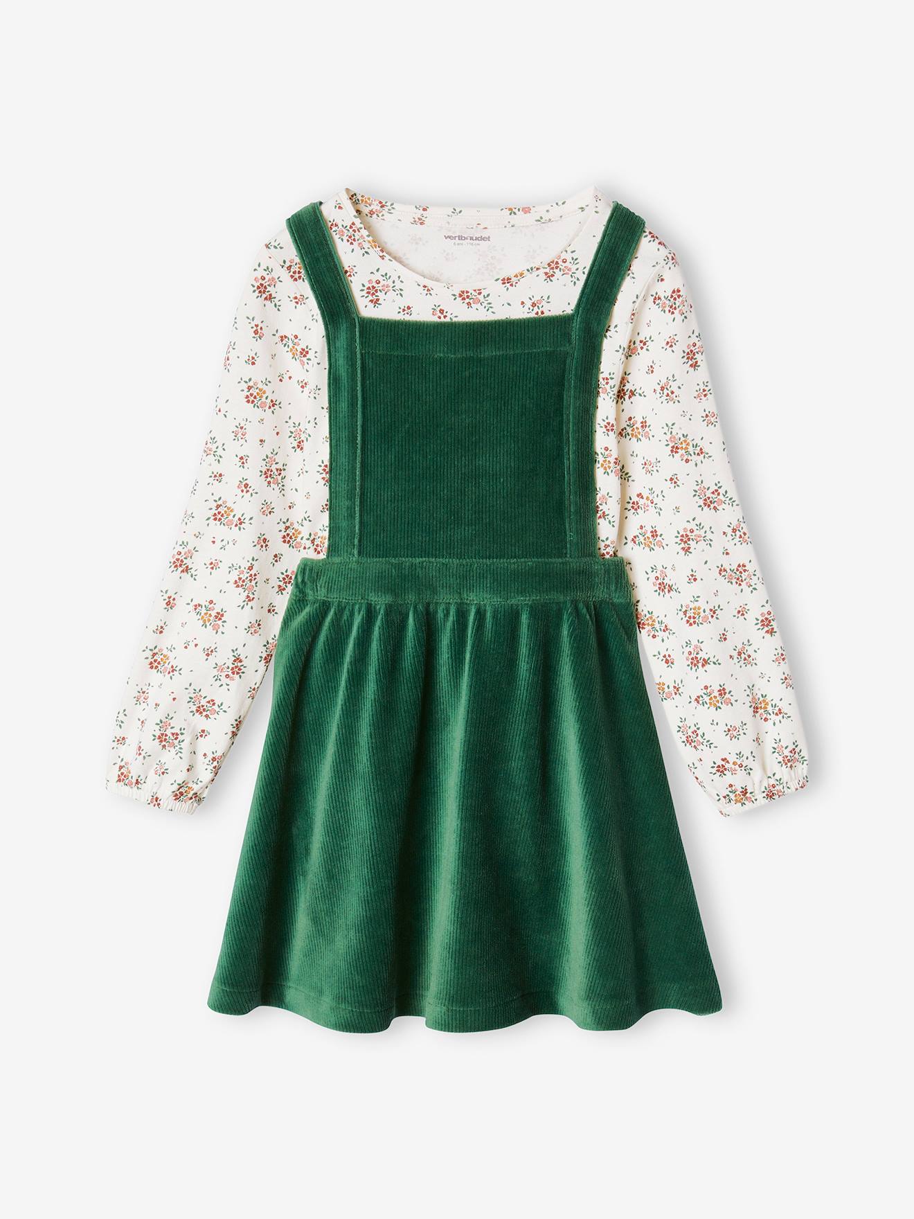 Corduroy Apron Dress & Top Ensemble