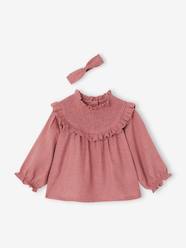 Baby-Smocked Blouse with Matching Headband