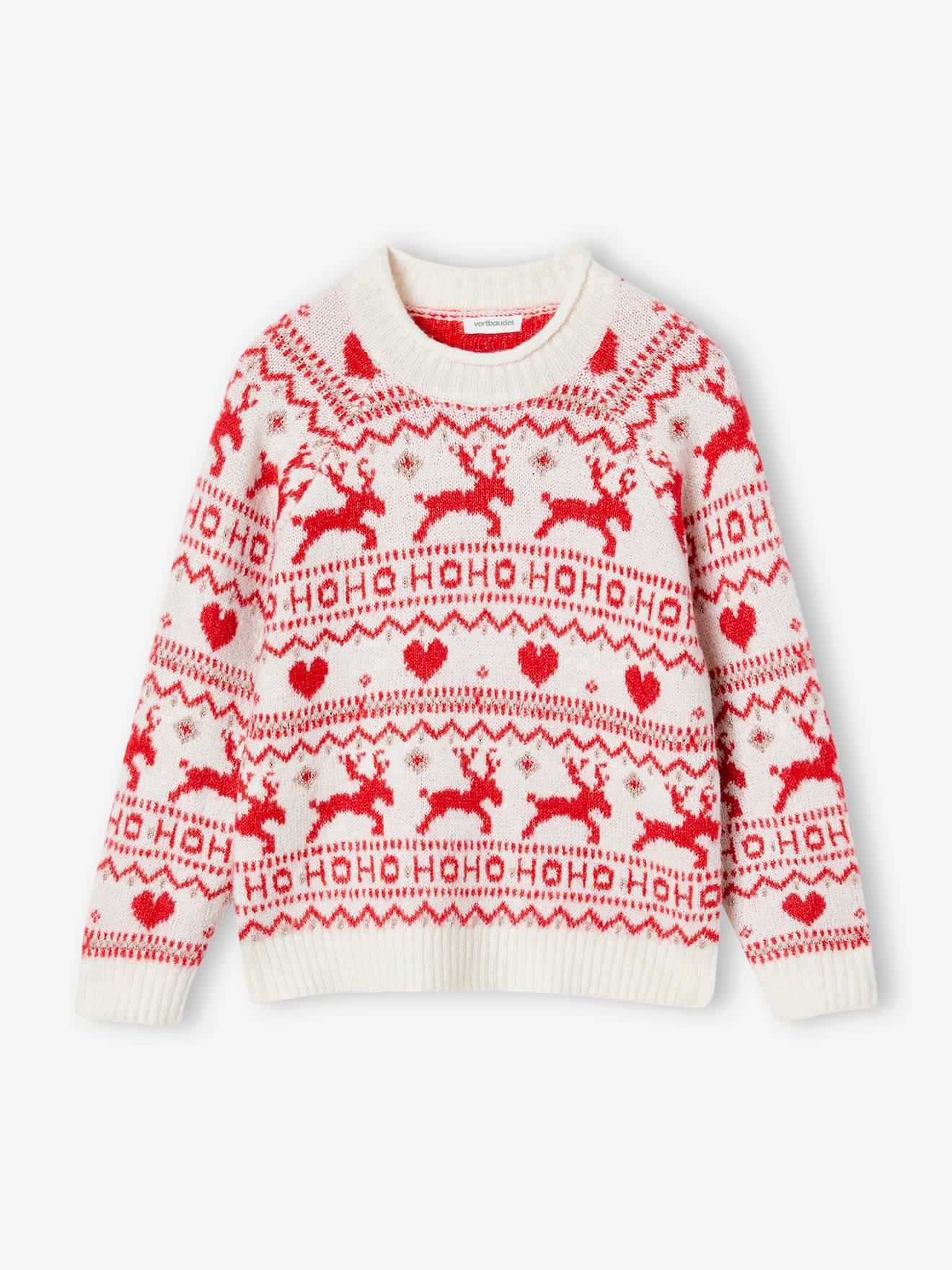 Jacquard Knit Christmas Jumper with Details in Shimmery Yarn