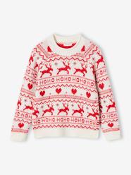 Girls-Jacquard Knit Christmas Jumper with Details in Shimmery Yarn for Girls