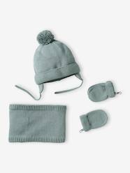 Baby-Accessories-Beanie + Snood + Mittens Set for Baby Boys, Basics