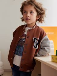 Boys-Cardigans, Jumpers & Sweatshirts-College-Type Jacket in Fleece, Patch in Bouclé Knit, for Boys