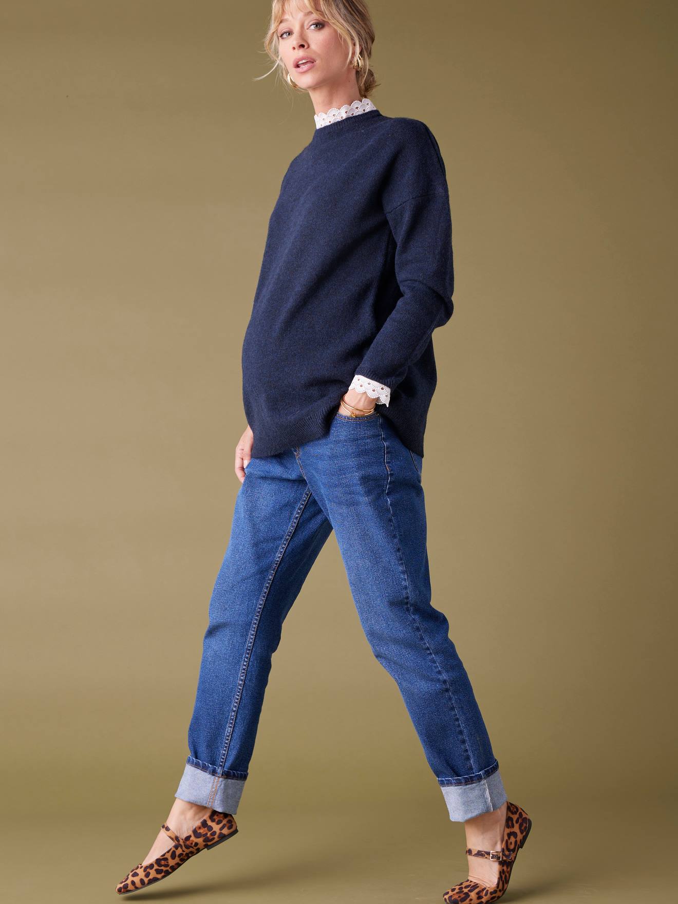 Long Jumper with Removable Lace Details for Maternity