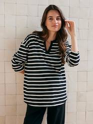 Striped Baggy T-Shirt in Organic Cotton for Maternity